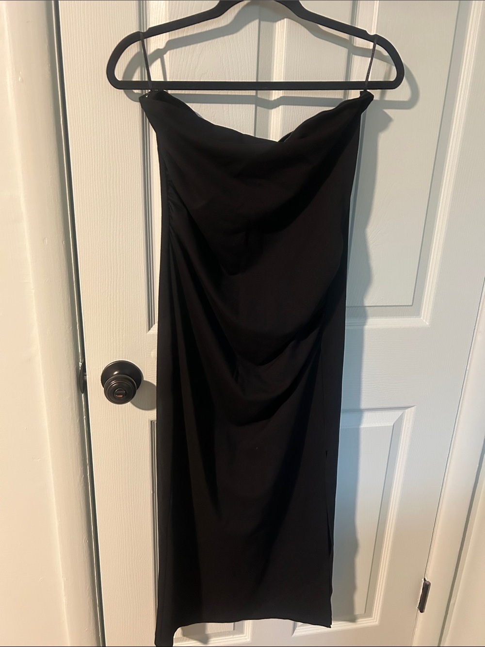 Black Strapless Midi Dress